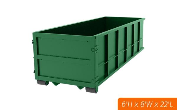 our thirty-yard dumpsters can hold a variety of construction debris including wood, drywall, and metal